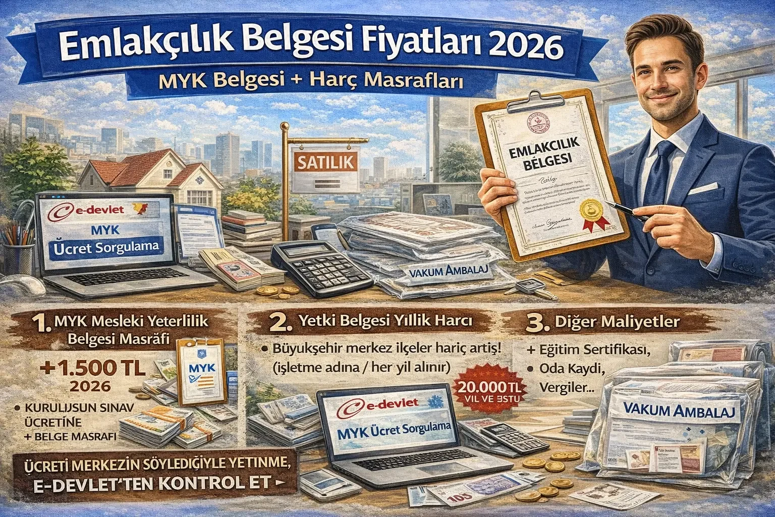 Emlakçılık Belgesi Fiyatları 2026: Güncel Ücretler, Harçlar ve Tüm Kalemler